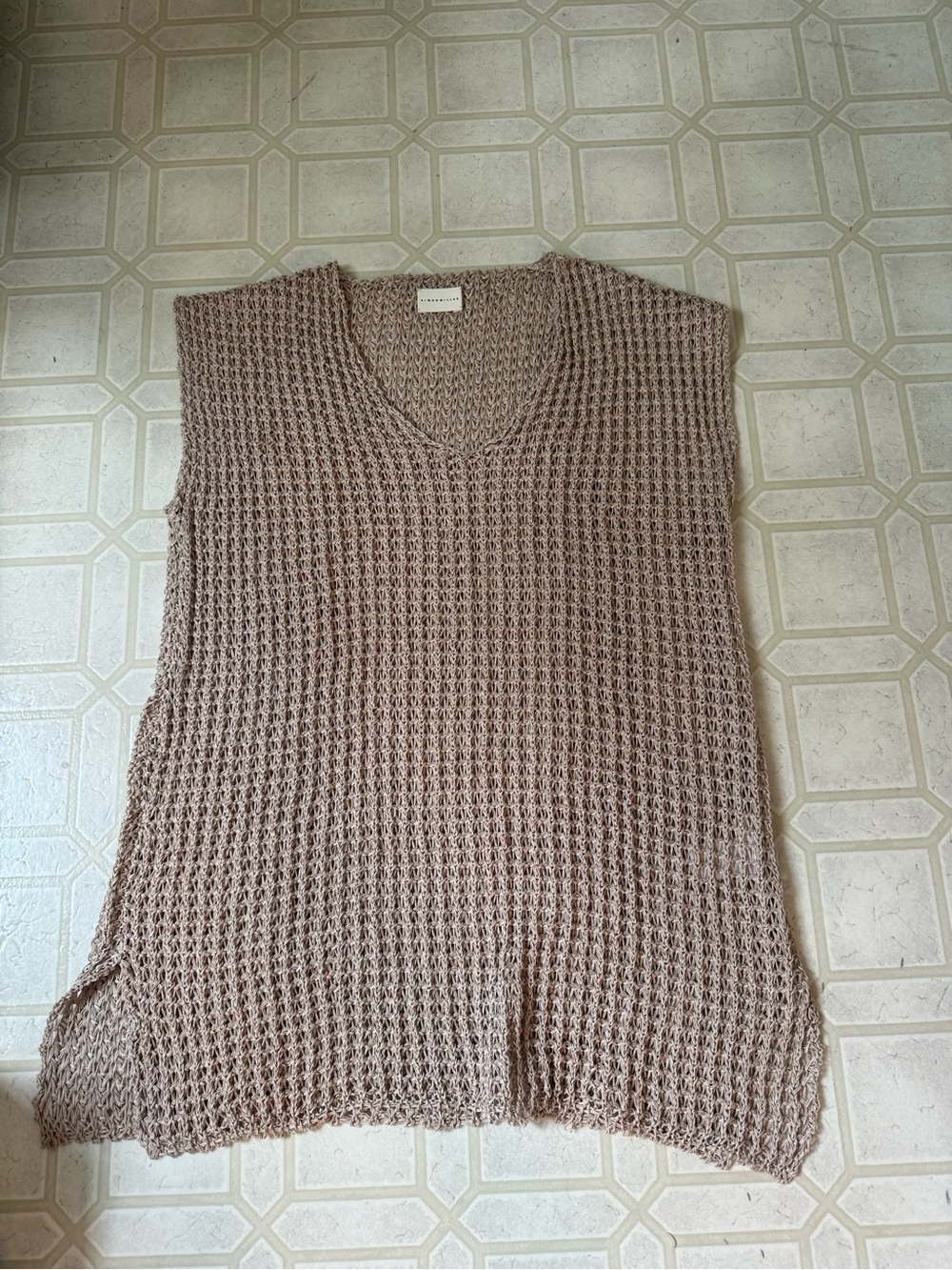 Simon Miller Beige Taupe Waffle Knit V-Neck Coverup